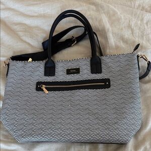 Trina Turk Black and White Chevron Tote